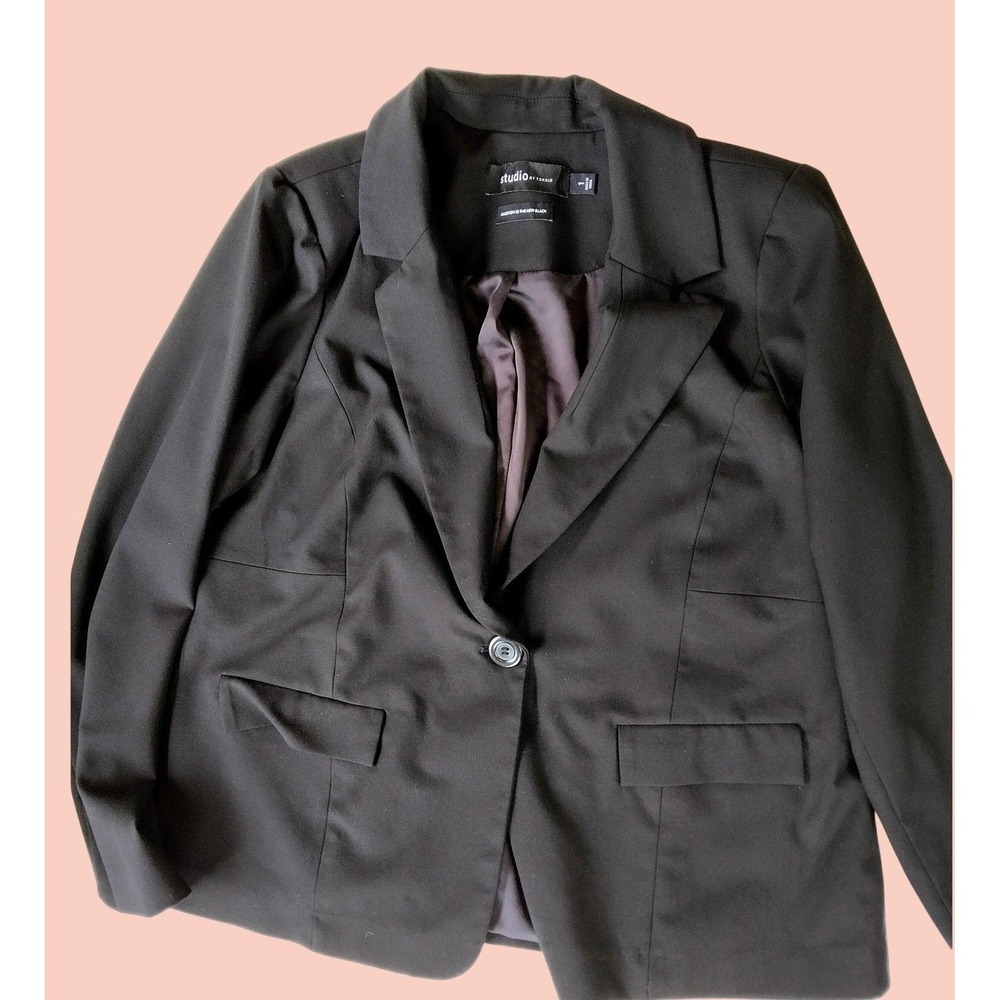 Torrid Studio Blazer Women's 1 1X Black Padded Shoulder Single Button Workwear - Picture 4 of 9